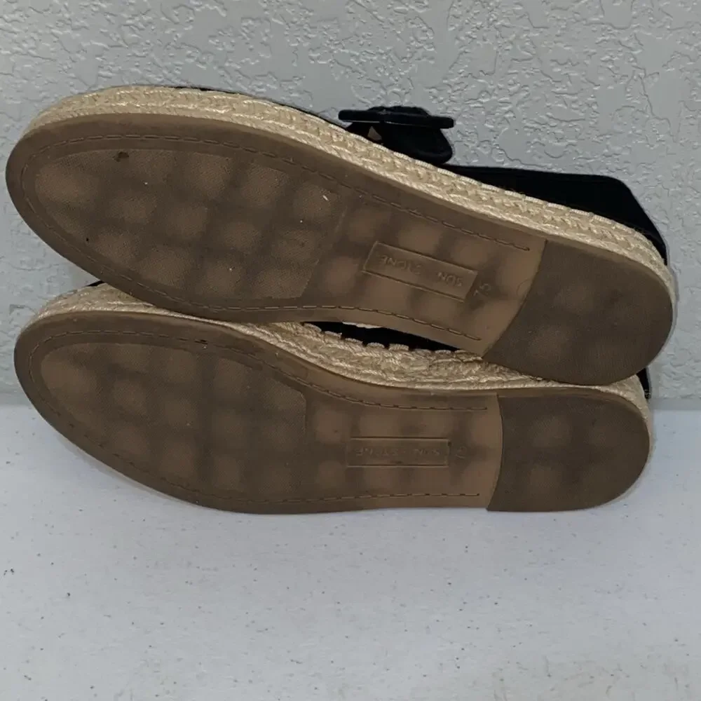 Sun + Stone Black Canvas Poppyy Espadrilles Mary Janes Shoes Women’s Size 7.5